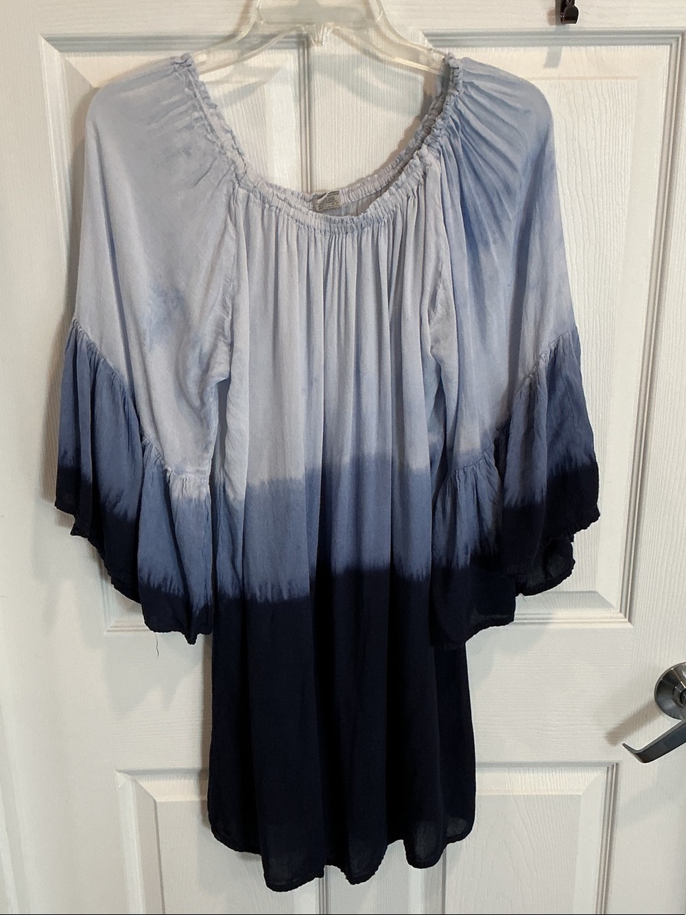 Ace Fashion Women's Blue Ombre Peasant Blouse Size L